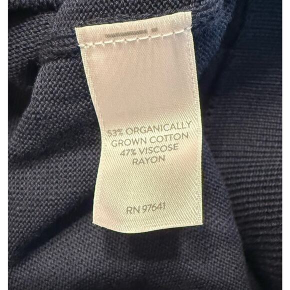 J Jill Cardigan Sz MED Navy Blue 5-Button Classic Staple Basic Organic Cotton - Picture 4 of 11